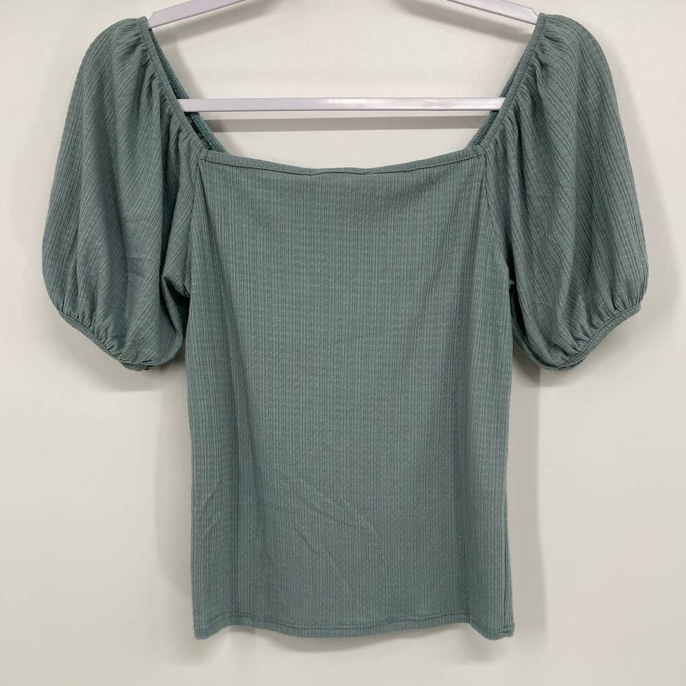 Caution to the Wind Womens Teal Short Sleeve Cropped Blouse NEW Size Small